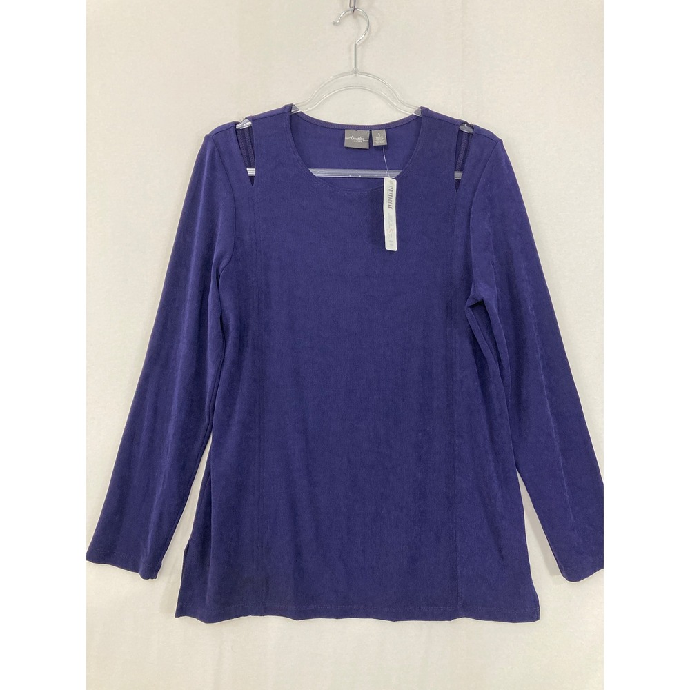 New Chico's Travelers Top size Medium/1 Cold Shoulder‎ Long Sleeve Liquid Knit